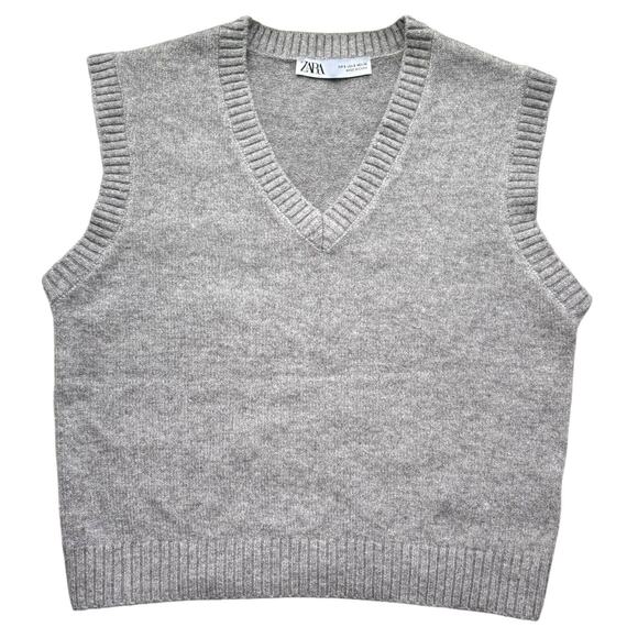 Zara Sweaters - Zara Womens Gray Knit Sweater Vest Size Small Minimalist Preppy Layering Top